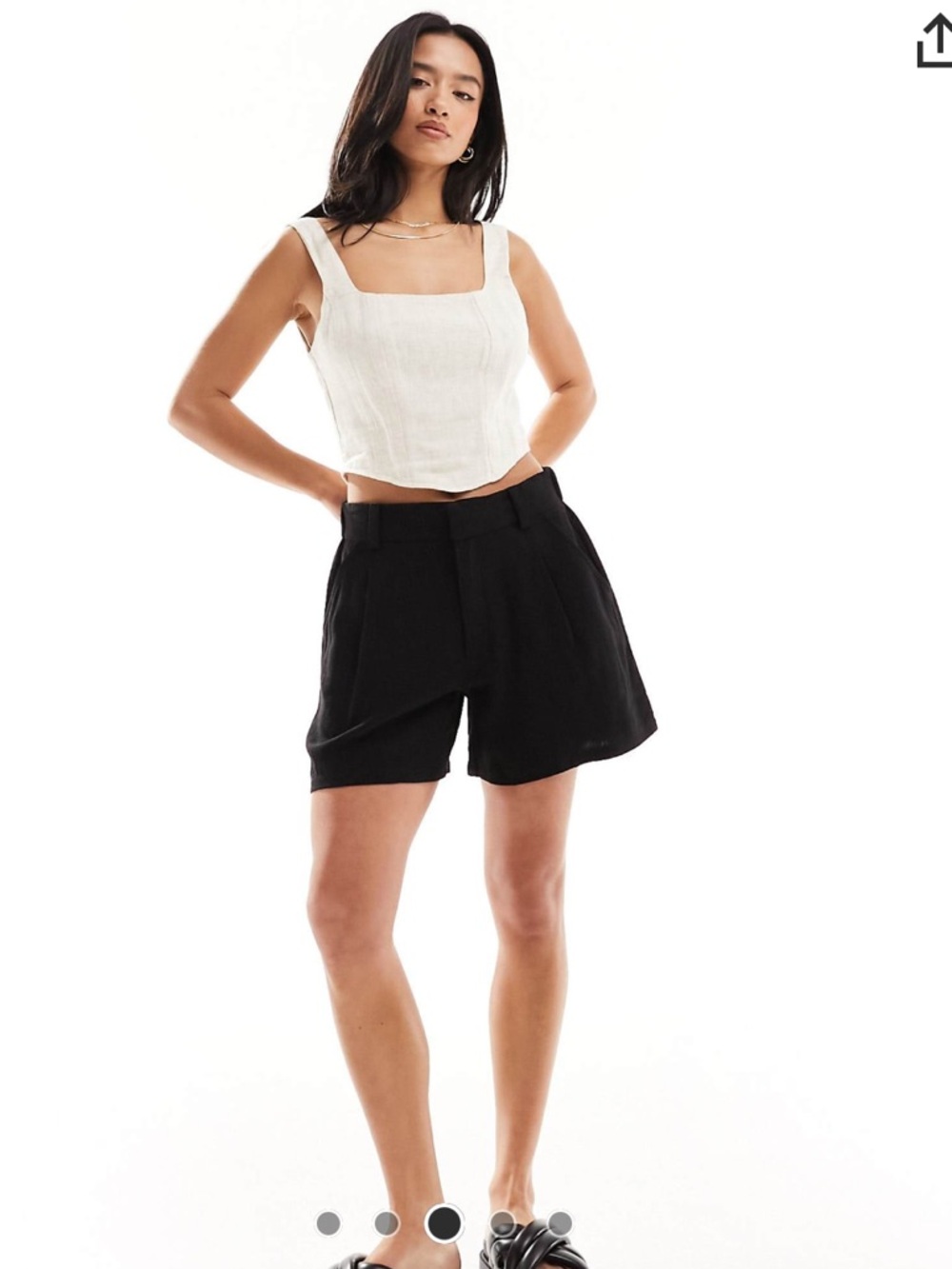ASOS Petite Black Linen Dad Short Size 8P